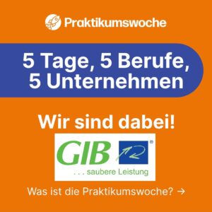 Button der Praktikumswoche 5 Tage, 5 Berufe, 5 unternehmen. Klicke den Botton um zur Praktikumswoche zu gelangen.