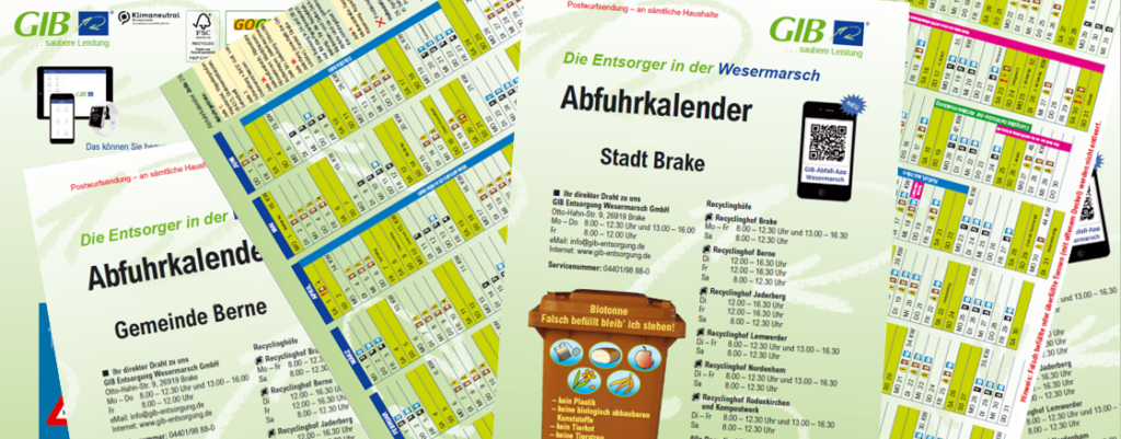 Der grüne Abfallkalender bietet eine Monatsübersicht aller Müllabfuhrtermine.