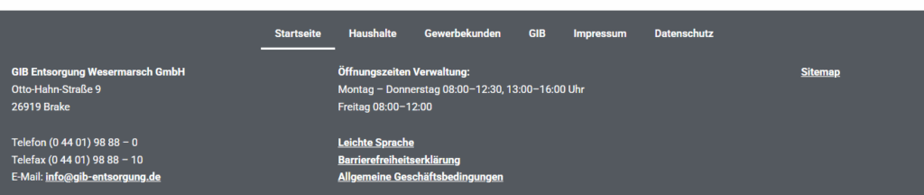 Fußzeile Website