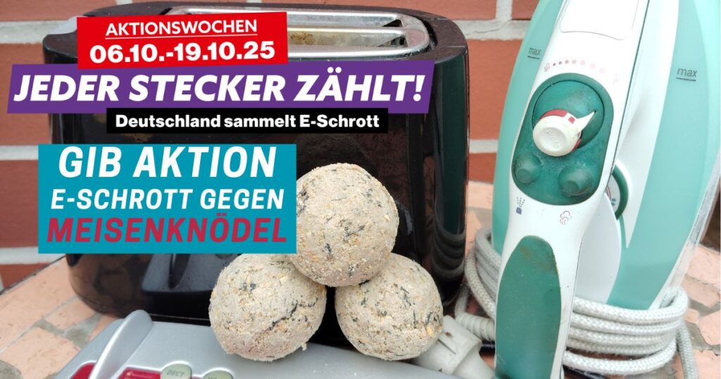 Toaster mit Aktionswochenbanner Deutschland sammelt E-Schrott vom 6. bis 19. Oktober 2025