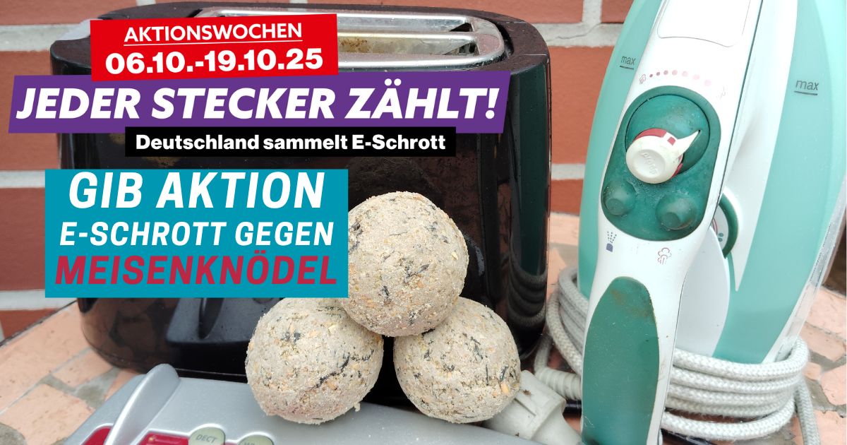 Toaster mit Aktionswochenbanner Deutschland sammelt E-Schrott vom 6. bis 19. Oktober 2025