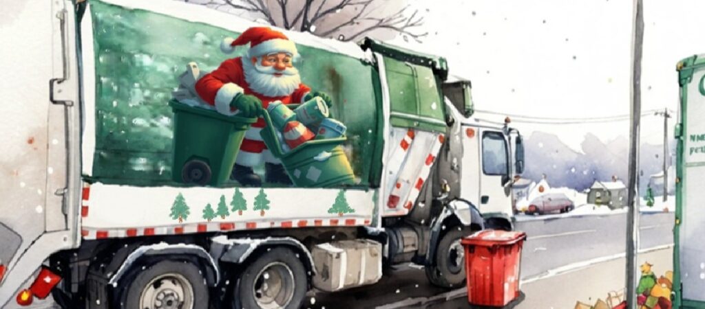 Müllwagen mit weihnachtlichem Motiv